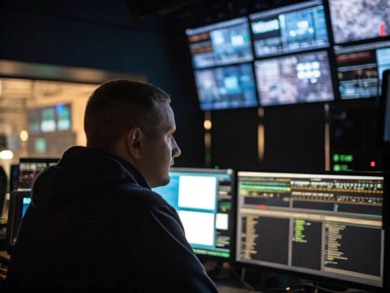 An IT professional monitoring a network infrastructure, highlighting the proactive approach to maintaining system health and preventing potential issues.