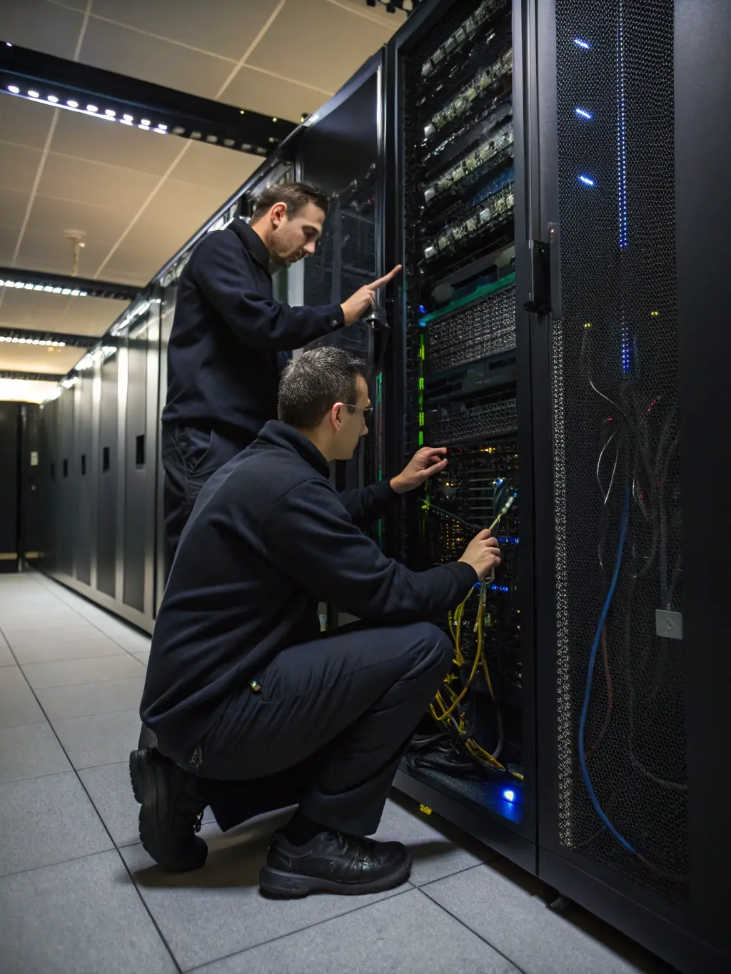 A system administrator working on a server, showcasing the expertise in system administration provided by DRC SERVICES & CO LIMITED.
